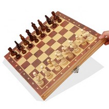 인터바겐 고급 원목 대형 접이식 자석 체스 체커 체스판 체스게임 보드게임 세트, 접이식 원목 자석 체스판-대형