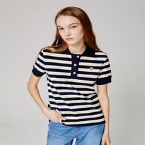 헤지스 네이비 퍼피자수 면 반팔카라티셔츠 HSTS2BL55N2