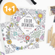 1+1 집에서 혼자하는 집순이 직장인 어른용 성인용 여성 취미 그림 색칠 컬러 링 북 도안 책