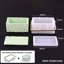 도자기공예 만들기 도구 물레 DIY다이아몬드 패턴 커버 병 실리콘 금형 DIY 석고 양초 항아리 콘크리트 화, 02 Rectangle