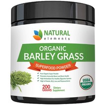 (미국직배) 네츄럴 엘레먼트 미국인증 새싹보리 파우더 분말 논지엠오 200g natural elements Barley Grass Powder, 1개
