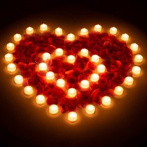 파티마트 프로포즈 LED초 꽃잎 더블 하트 촛불 세트, 1세트