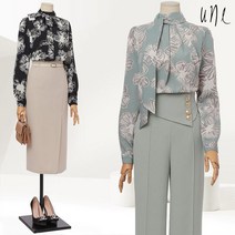 윈(une)드로잉플라워타이넥블라우스