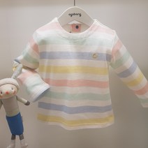 아가방 23 봄 베이비페어! 솜사탕처럼 사랑스럽게 부드럽따 스트라이프 티셔츠! 가벼운 이지 티셔츠 점퍼안에 코디하기 참 좋아 라운드 유아 티셔츠! 컬러이쁜 외출복