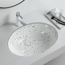 YJ-7007 테라조 언더볼세면기세면대 세면기 세면볼 도기볼, CH 골드 일반형 자동폽업, I트랩(바닥배수)