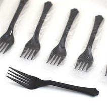 일회용 숟가락 100개 나무젓가락 빙수스푼 일회용포크, 블랙포크100개