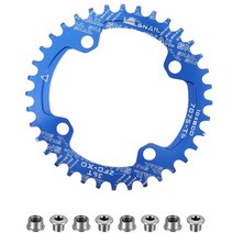 snail 자전거체인링 104 bcd 32t 34t 36t 38t 좁은 와이드 싱글 체인링 4 조각 스프로킷 볼트 크라운, 푸른, 36톤