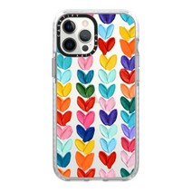 CASETiFY Impact 아이폰 12 프로 맥스 케이스 [2m(6.6피트) 낙하 보호] - 화이트 클리어 프로스트, Polka Daub Hearts