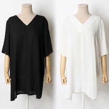 아이우먼 빅사이즈사랑해요 9680L205 쉬폰브이 7부블라우스 HG