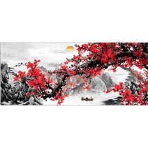 3D 보석십자수 인테리어 풍경화 매화 DIY 전체수 /세트 211214102, 원형비즈, 250*90cm