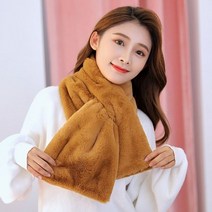 두꺼운 인조 토끼털 칼라 목도리 넥 워머 니트 네커치프 랩 액세서리 여성용 두꺼운 스카프 겨울 모피머플러 스카프 넥워머