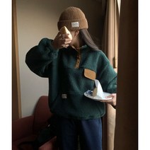 부클 아노락 뽀글이 포켓 플리스 반집업 배색 후리스 점퍼 (3color)