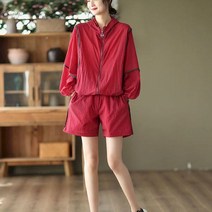 여자 후드 티 긴팔 여름 정장 여성 캐주얼 긴 자외선 차단 재킷 반바지 스포츠 투피스 세트