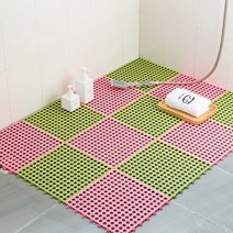 욕실 샤워 패드 미끄럼 방지 매트 발 판 화장실 목욕 방수 목욕탕 사우나 PVC 논슬립, 초록+분말 + 8칸