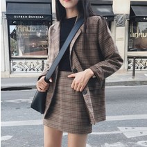 벨벳자켓 여성 겨울 벨벳 원피스 정장 자켓 mozuleva 2022 레트로 체크 무늬 블레이저 세트 싱글 브레스트 재킷 앰프 연필 스커트 2 조각 스커트 정장 여성 사무실 숙녀