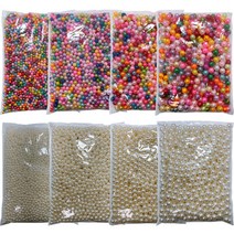 진주구슬 벌크형 2색 4가지 사이즈 원형 진주구슬, 혼합색 6mm