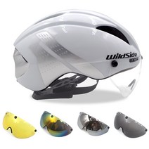 자전거 헬멧로드 Mtb 통합 트라이 애슬론 타임 트라이얼 자전거 헬멧 남자 스피드 레이스 헬멧 선 바이저 5 렌즈 에어로 고글 장비, sliver