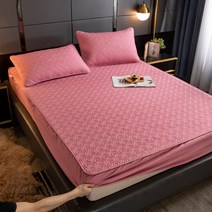 두꺼운 퀼트 매트리스 커버킹 퀸 침대 장착 시트 토퍼공기 투과성 패드맞춤 크기, 180x220x30cm, 03 Hot Pink