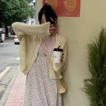 [바보사랑] 여성 봄 여름 파스텔 브이넥 크롭 가디건