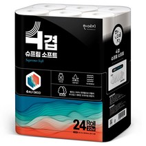 한예지 슈프림소프트 4겹 천연펄프 화장지 22m 24롤 1팩, 단품