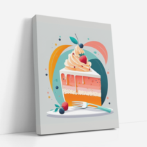 아트앤코 DIY 보석십자수 액자 캔버스 일체형 50x40cm, 1세트, 딸기 크림 케이크 조각