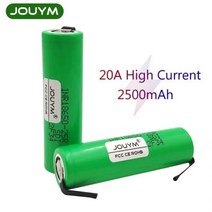 배터리 JOUYM 18650 2500mAh 3.7V INR18650 25R M 20A 방전 리튬 이온 15A 고전류 충전식 셀 니켈 시트, one option, 10-pieces