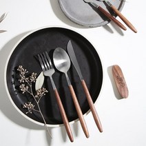 카페 브런치 디저트 우드 커트러리 파스타 2개 디너나이프 디너세트 집들이선물 디너포크 스푼포크세트, 한식젓가락