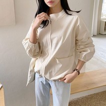 코지 여자 심플 베이직 반폴라 블루종 허리 스트링 야상점퍼