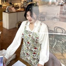 숲속 앞치마 고급나염 린넨 코튼 국내제작상품, 그린