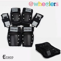 휠러스 스케이트보드 보호대 무릎 손목 팔꿈치+파우치, 보드보호대-S