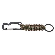 금속 paracord 키 체인 carabiner 후크 꼰 끈 버클 클립 생존 도구 열쇠 고리 홀더 야외 사냥 여행 사이클링, 16x3cm, 아연 합금, 육군 녹색 카모