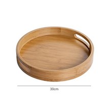 카페쟁반 나무 라운드 서빙 트레이 접시 차 음식 요리 음료 플래터 저녁 식사 쇠고기 스테이크 과일 스낵, [02] 30x30cm