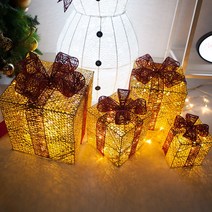 프리미엄 크리스마스 대형 장식 LED 전구 눈사람 사슴 네온 별 설정 2, 니켈선물상자35cm-백색