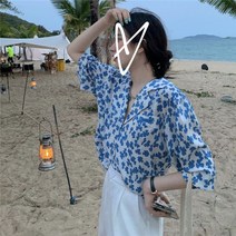 퐁순싸롱 여름 플라워 꽃무늬 패턴 반팔 셔츠 블라우스 SY