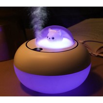 가을 겨울철 피부 보습 귀여운 고양이 LED 미니 가습기 무드등 예쁜, 화이트