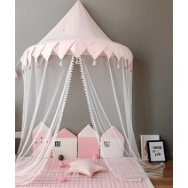 여아캐노피 아기침대 꾸미기 사무실 여름 모기장 면 접이식 텐트 커튼, 분홍색