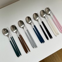 골든벨 수저세트 로마 한식 젓가락 숟가락 신혼 부부 집들이선물 예쁜 수저 커트러리 세트, 블루