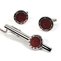 UUY668126[카라빈카]문양 타이핀 커프스set-삼족오(적색)