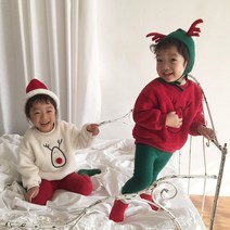 크리스마스룩 유아 아기 아동 키즈 유치원 어린이집 크리스마스 파티 뽀글이 맨투맨 XS-XL