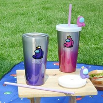어몽어스 피규어 400ml 아이스 스텐 텀블러 보틀 물병 어몽어스 어몽 주니어 어린이선물 어몽어스스텐컵 스텐컵 스테인리스 텀블러 보틀 스텐 스텐텀블러 어 lkkds::, 핑크