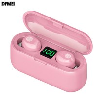 DFMEI TWS 에어팟 F9-34 지문 터치 숫자 이어폰 F9 마카롱 블루투스 이어폰 세대, 영어, F9 핑거프린트