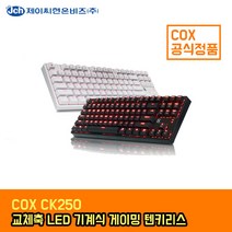 COX CK250 교체축 LED 기계식 게이밍 텐키리스 키보드 블랙/화이트 (청축 적축 갈축) 공식판매점, 블랙, 청축