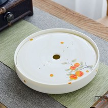덕화 백자 원형 차판 다반 보이차 다기 퇴수 접시 일본식 건포대 도자기 차트레이, 3