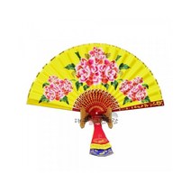 목단부채 7색 화조단 (좌대미포함) 신중부채 점사부채 무구 신물 무속용품 불교용품, 노랑