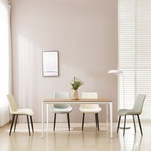 스스디 새론 포세린 세라믹 알루미늄 6인용 식탁세트, 화이트, 우드, 민트6개