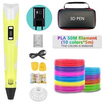어린이 3D펜 DIY 100M 세트 3d프린터 3D용품 3d펜 드로잉 간단조작 3d용품 3D펜세트 PLA 필라멘트와 3d 인쇄 크리 에이 티브 교육 장난감 생일 선물, [01] Pla filagment, [01] Blue-9M, [01] EU adapter