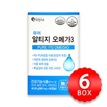 유유제약 퓨어 알티지 오메가3 1개월분 x 6박스, 668mg x 60캡슐 x 6박스