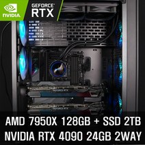 AMD 라이젠9 7950X + RTX4090 2WAY 딥러닝 AI 학습용 워크스테이션 서버 연구용 렌더링 PDWS-ACWD4G2