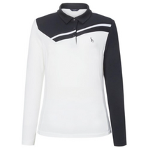 헤지스골프 여성용 반전 소매 긴팔 카라 티셔츠