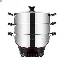 구운 계란 만들기 찜기 맥반석 전기 찜통 스텐 만두, 28cm 스티머 2개 포함 3단